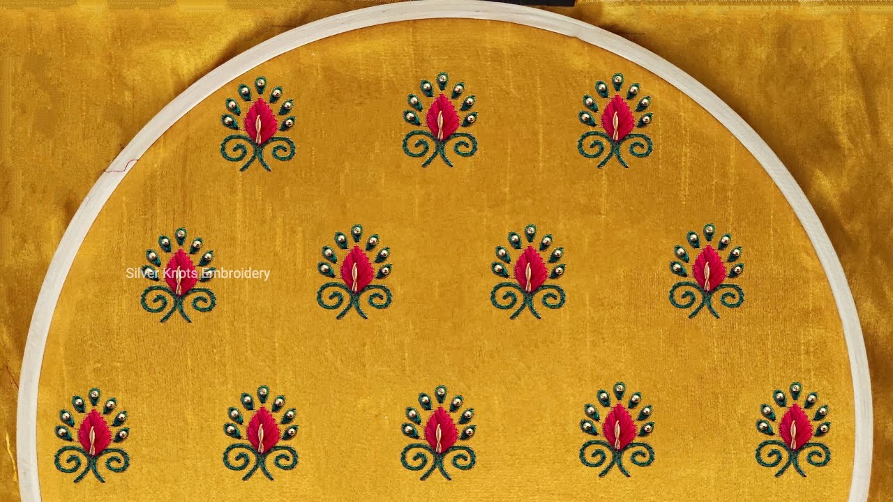 Easy all over butta work for yellow colour stitched blouse | Aari work on stitched blouse designs