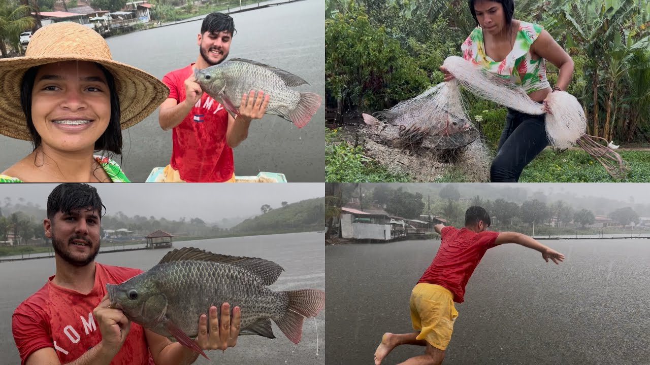 MAIOR TILÁPIA QUE JÁ VI NA MÃE LAGOA!!!😱 PESCARIA COM MUITA CHUVA 🌧️ TOP DE MAIS 🤩