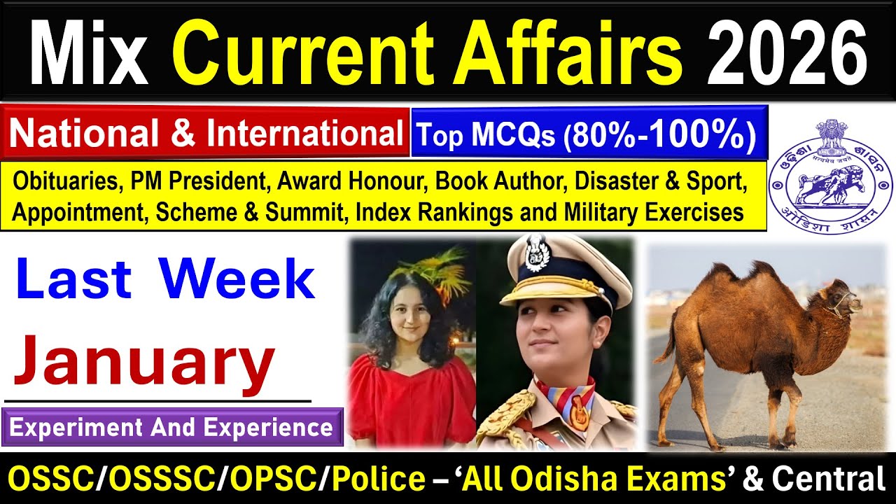 Last Week January 2026 Current Affairs MIX #osssc #opsc #odishapolice #ssc #osscexam #ossscexam