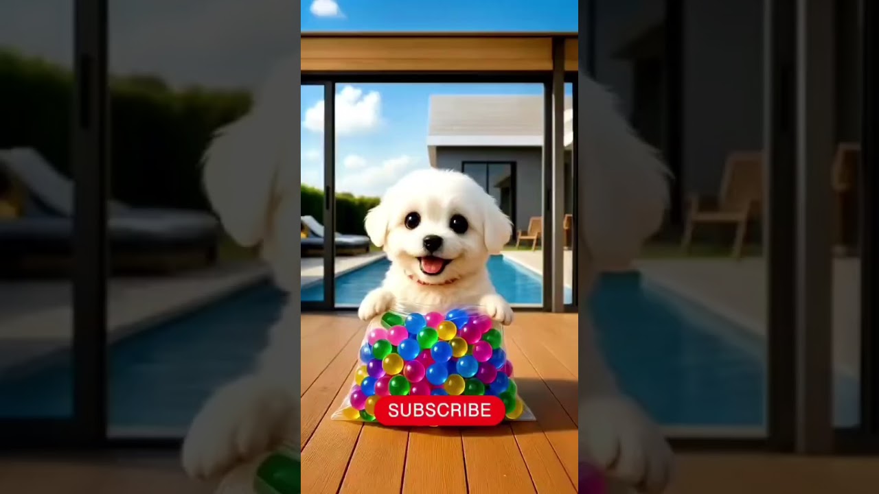 Puppy&rsquo;s Orbeez Pool Surprise! #Puppy #aishorts  #OrbeezFun #CuteAnimals #PuppySurprise #PoolParty