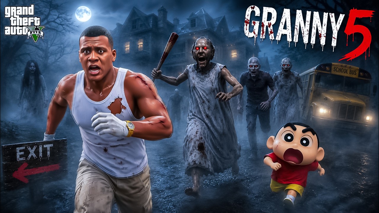 Franklin Trapped in Dangerous GRANNY 5 House in GTA 5! | GTA 5 Telugu Gameplay