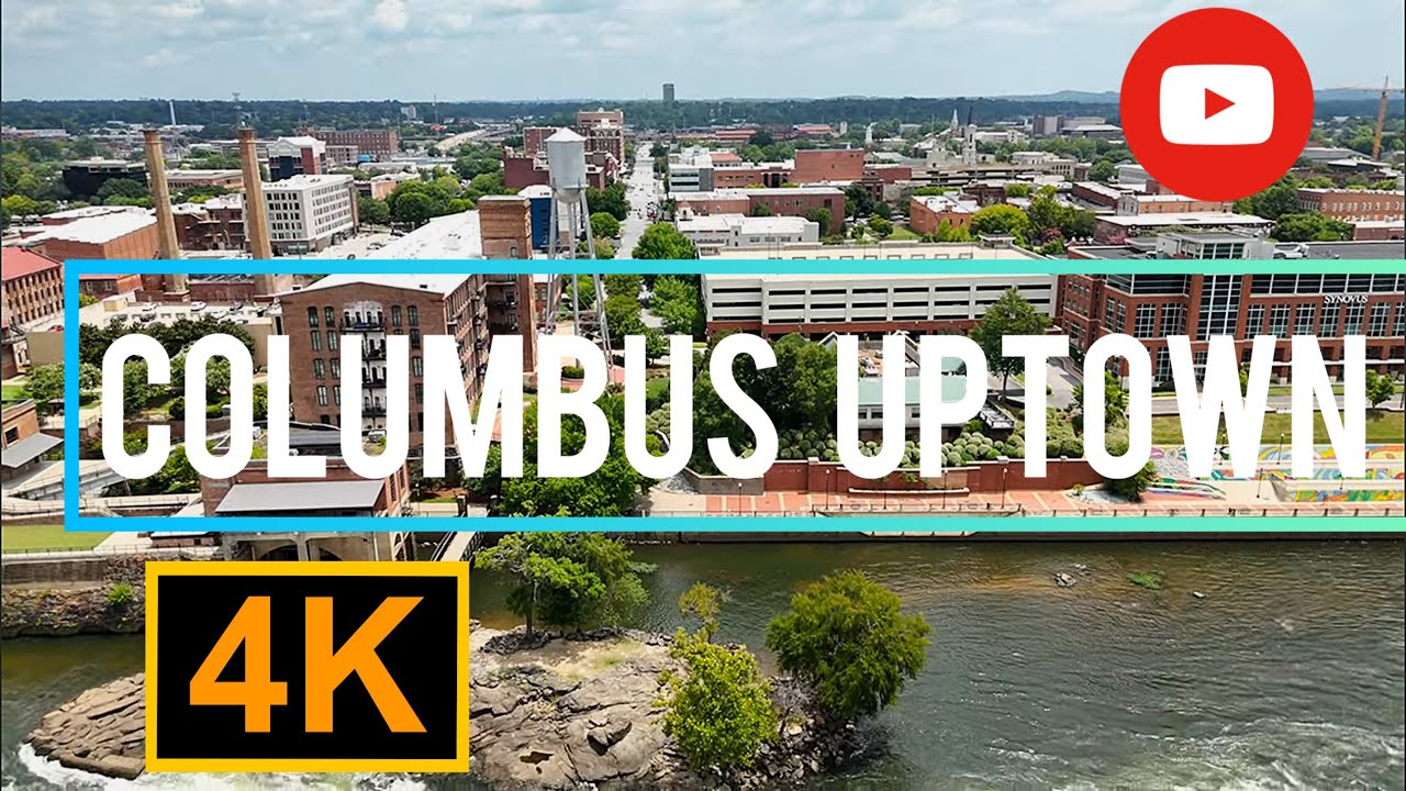 Columbus Georgia Uptown and Downtown And Chattahoochee River in 4K by DJI Mini 4 Pro Drone
