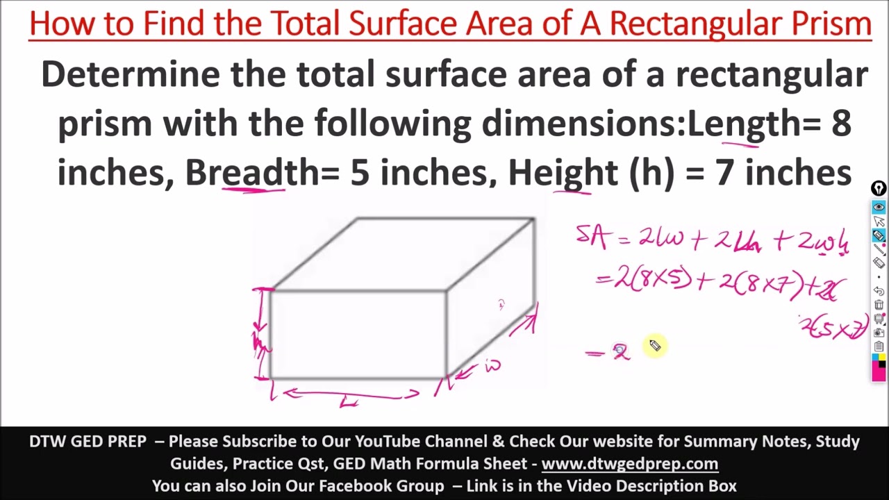 How to find the Surface Area of A Rectangular Prism - GED Math Test Crash Course