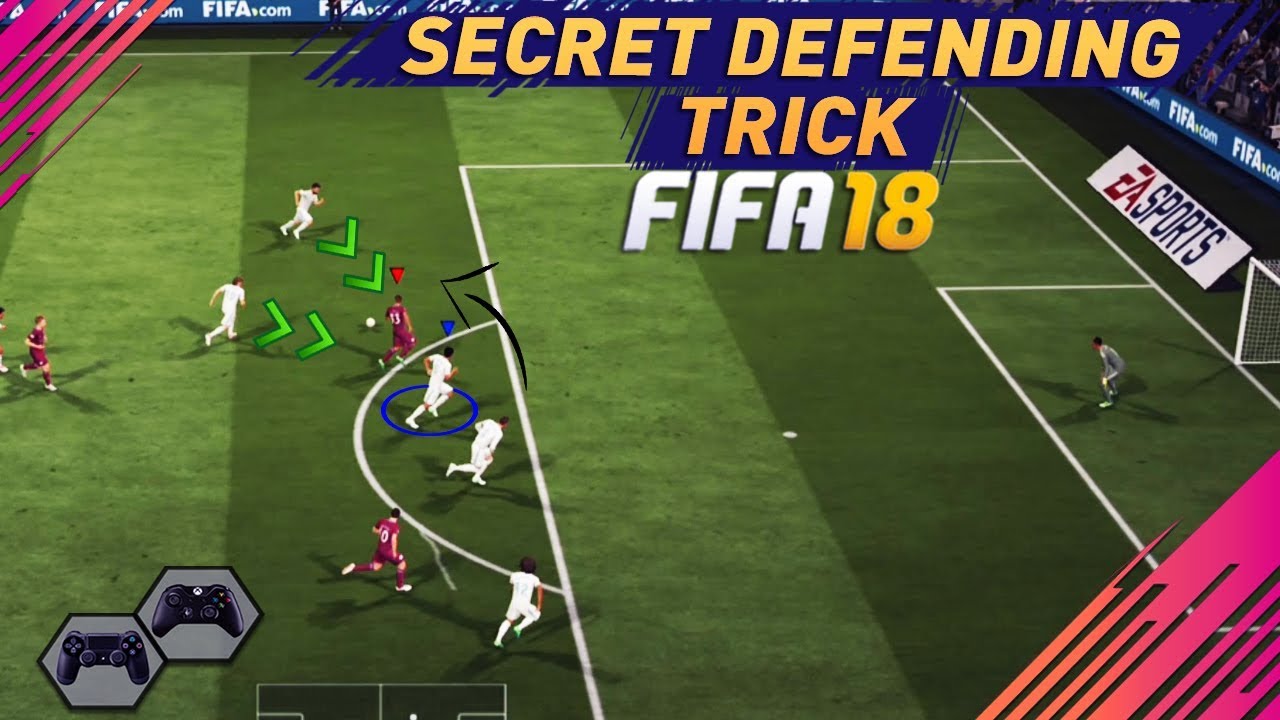 FIFA 18 ONE DEFENDING TRICK TO SAVE YOU IN DEFENCE - TUTORIAL- SECRET DEFENDING TRICK !!!