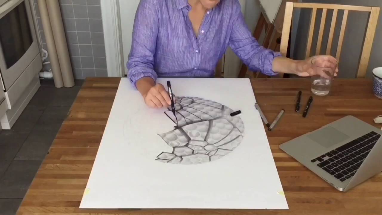 Golf ball Stippling Timelapse Drawing