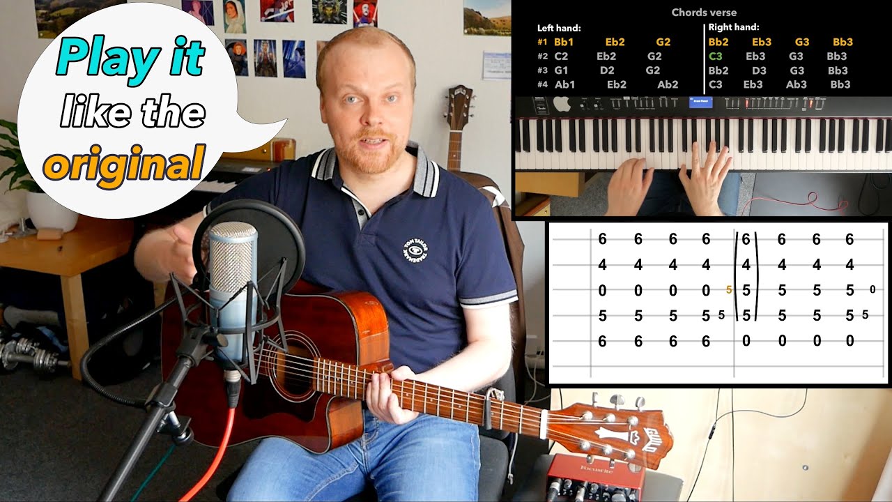 Coldplay - Gravity (guitar + piano cover/tutorial with 100% accurate chords a. tabs)