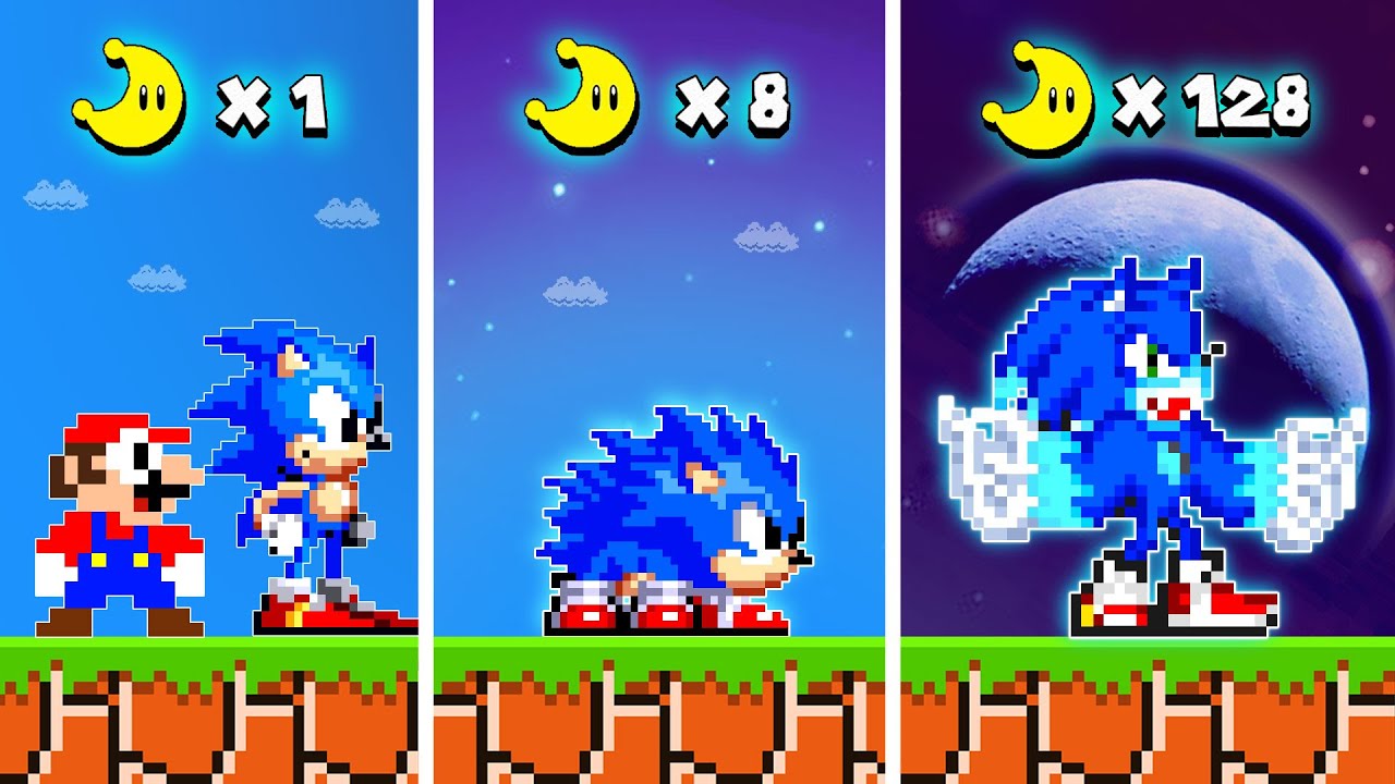 Mario and Sonic. But Moons Make Sonic Become WEREWOLF in Super Mario Bros.