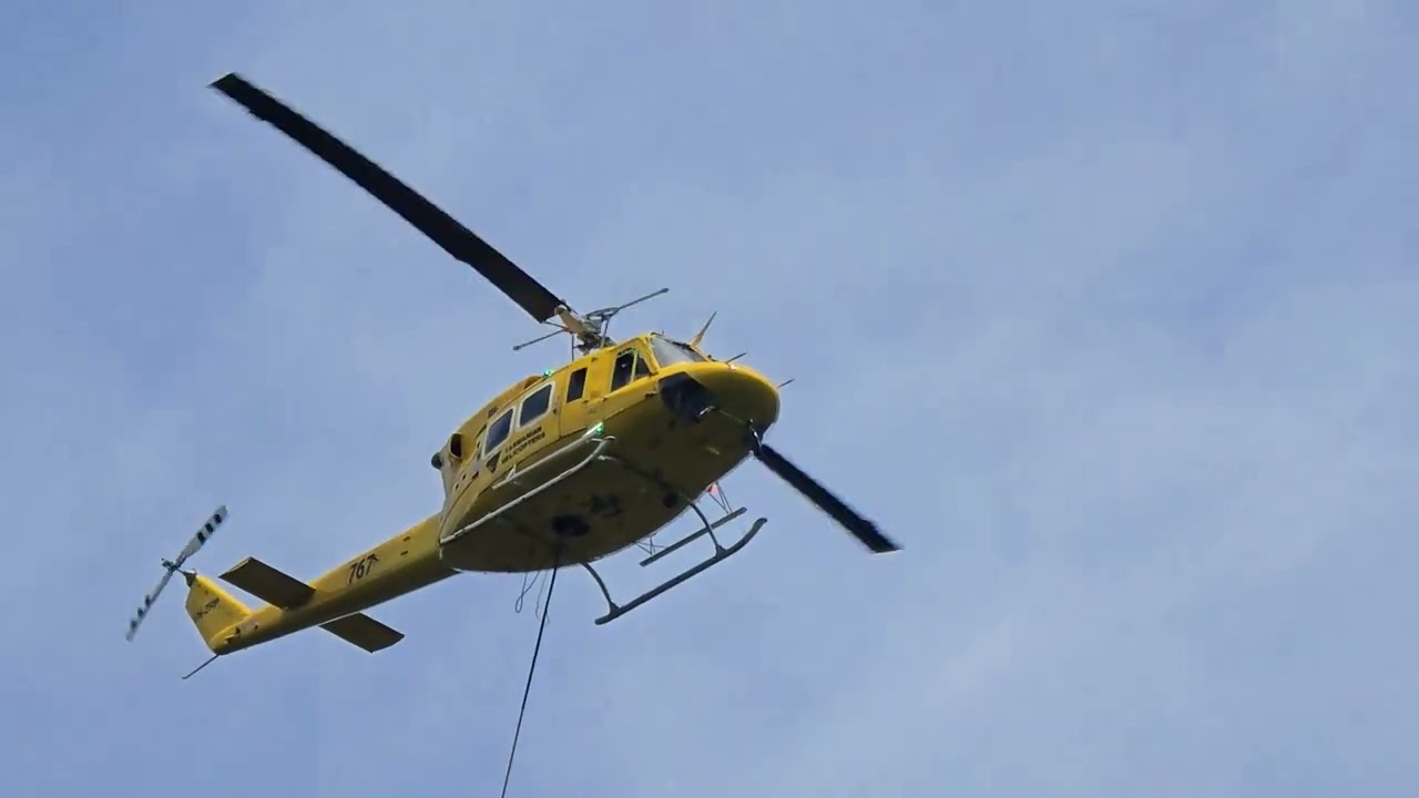 Tasmanian Helicopters Bell 212 VH-ZRP Water Bombing 2025