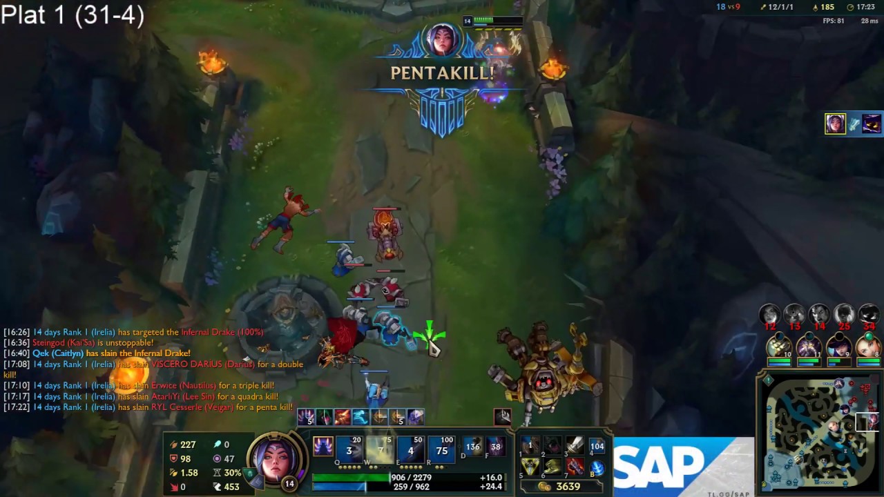 Irelia 1v5 Penta kill TF Blade