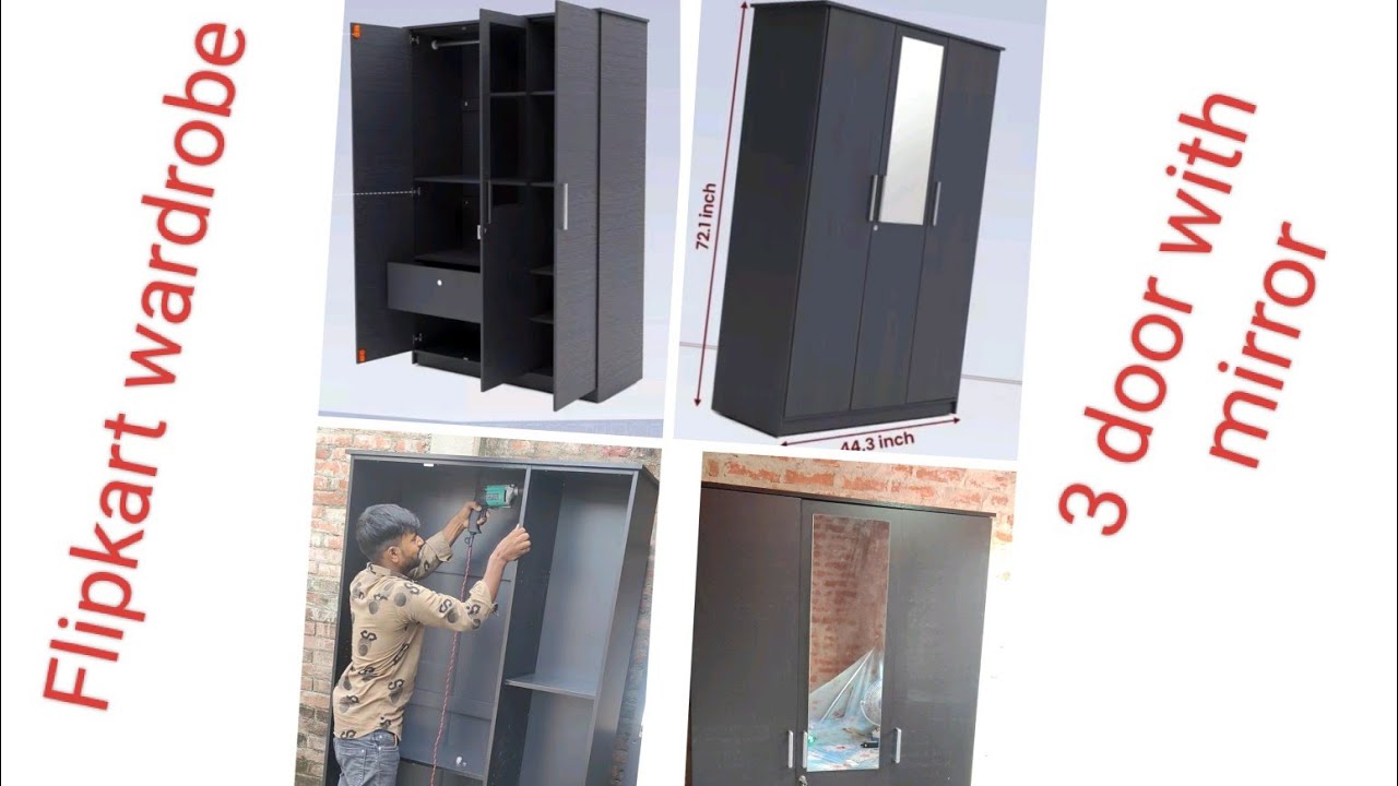 Unboxing & Installation Flipkart  Homes 3 Door Wardrobe //  Finish colour-chocolate mirror Included