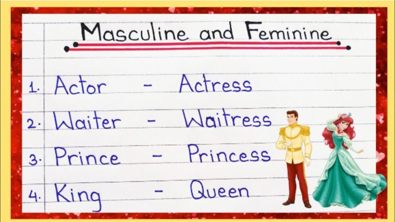 30 Masculine and Feminine || 30 Gender name || Change the gender || English grammar || Education Den