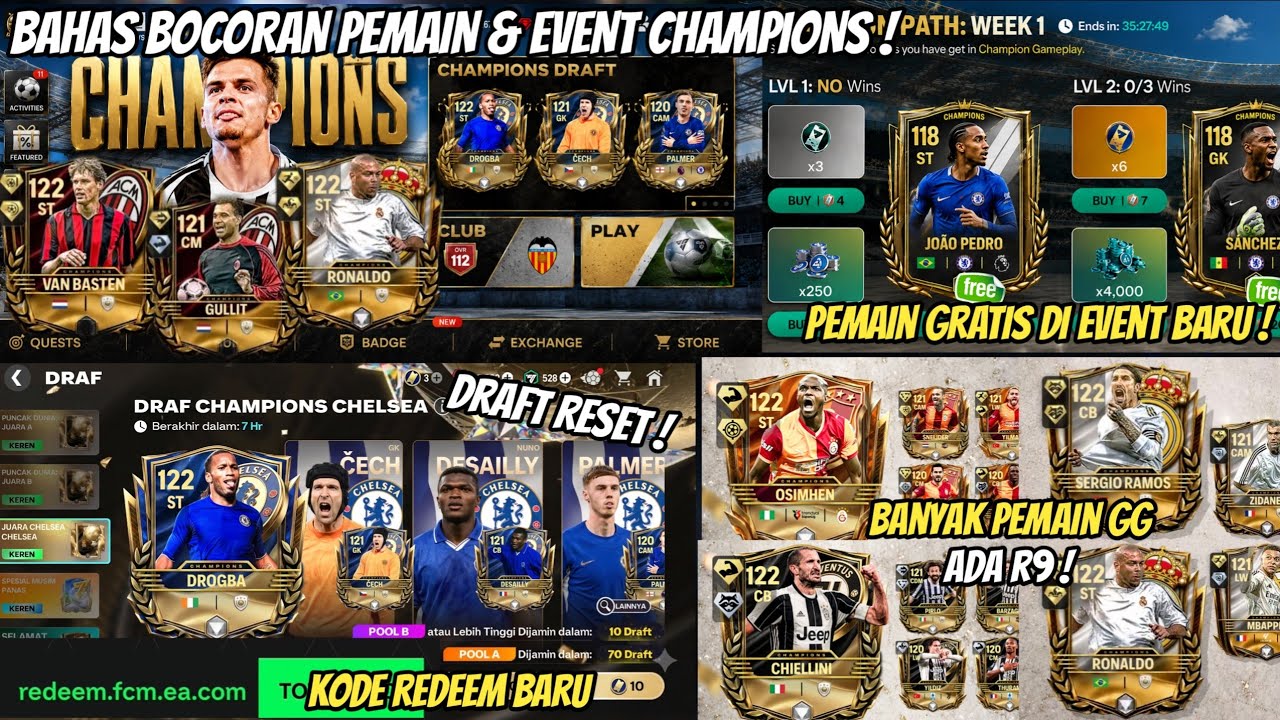 KODE REDEEM & BOCORAN EVENT CHAMPIONS ADA R9 ? BANYAK PEMAIN GG & DRAFT DI RESET ! FC MOBILE