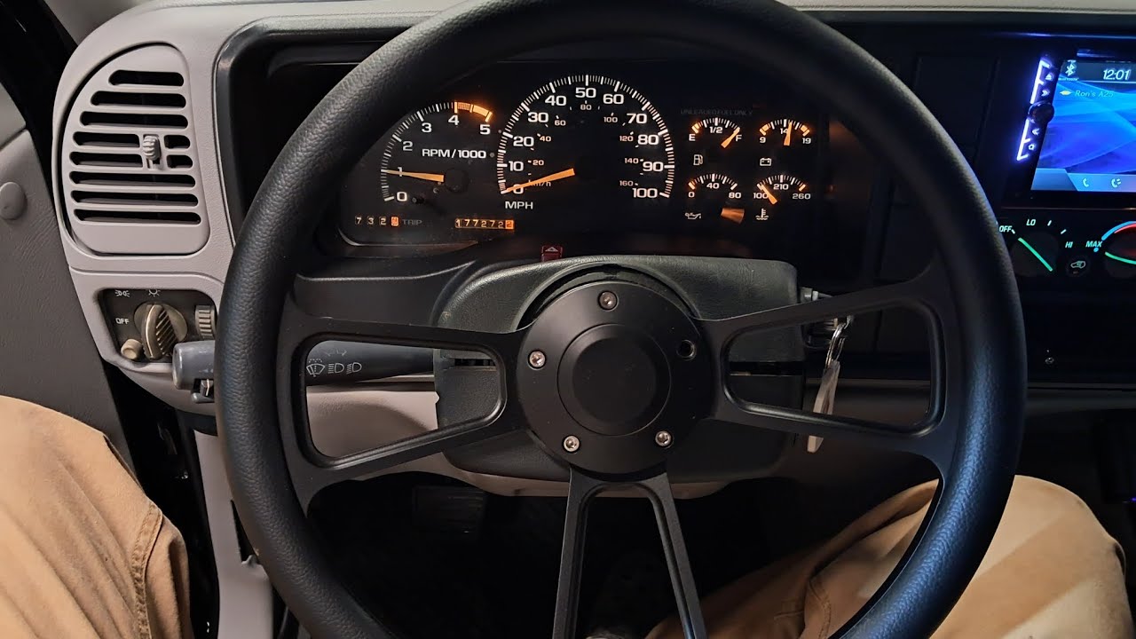 OBS Chevy 1500 steering wheel and window crank install.