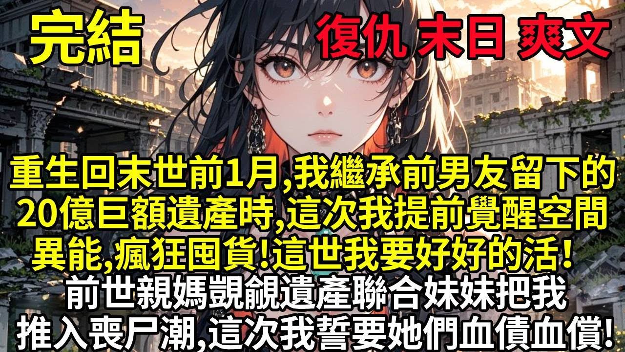 重生回末世前1月，我繼承了前男友留下的20億巨額遺產，覺醒空間異能，提前囤貨，斷親絕情！前世親媽覬覦遺產聯合妹妹把我推入殭屍潮，這次我誓要她們血債血償!