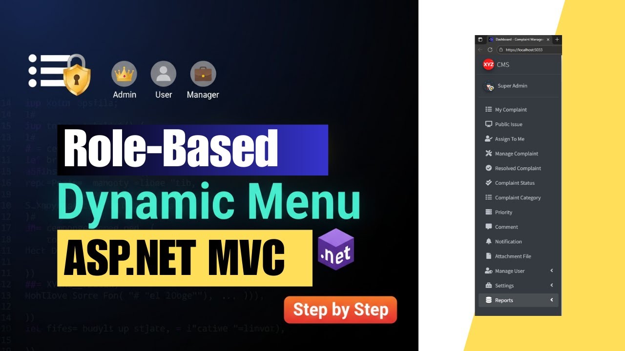 Jak utworzyć dynamiczne menu oparte na rolach w ASP.NET MVC | Samouczek krok po kroku
