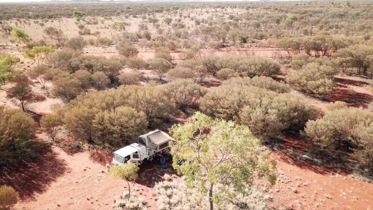 Camping At Len Beadell Marker, Warren Creek NT - Drone Footage