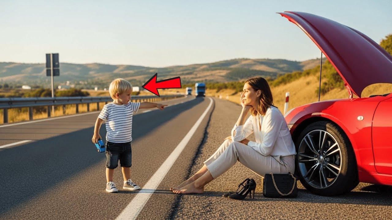 ”Min Pappa Kan Fixa Det” — Sa Pojken Till Den Strandsatta Miljonärskan Med Sin Ferrari På Vägen