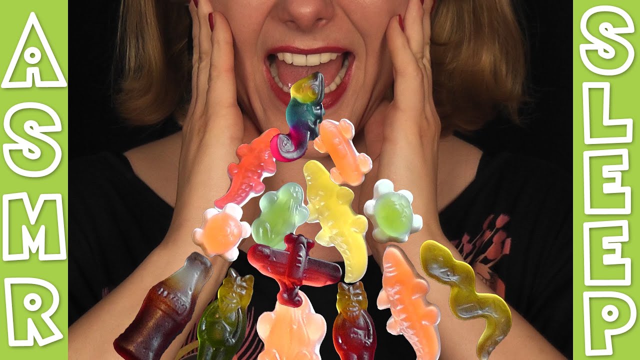 ASMR Haribo gummy candy eating [chewy & sticky mouth sounds, sucking, breathing]