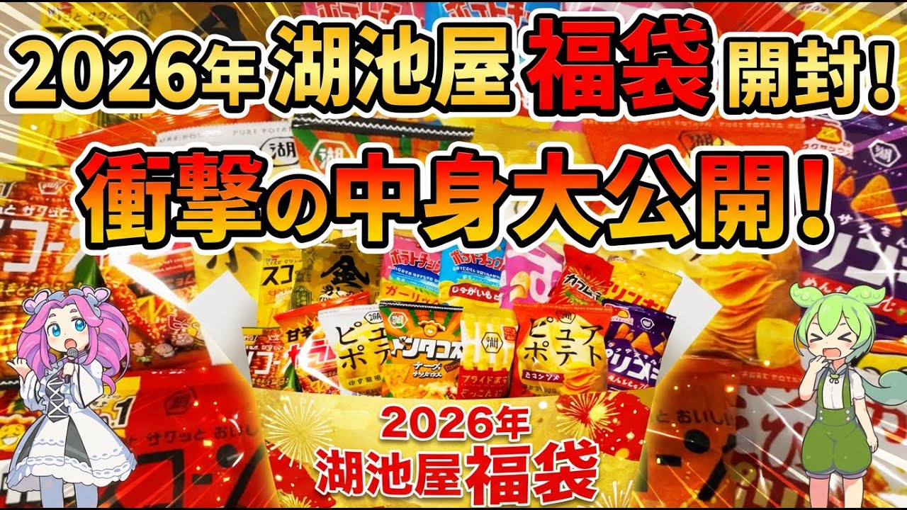 【2026福袋】湖池屋の福箱が芋の暴力すぎたｗｗｗ幻のポテチも登場！？【ずんだもん/開封】