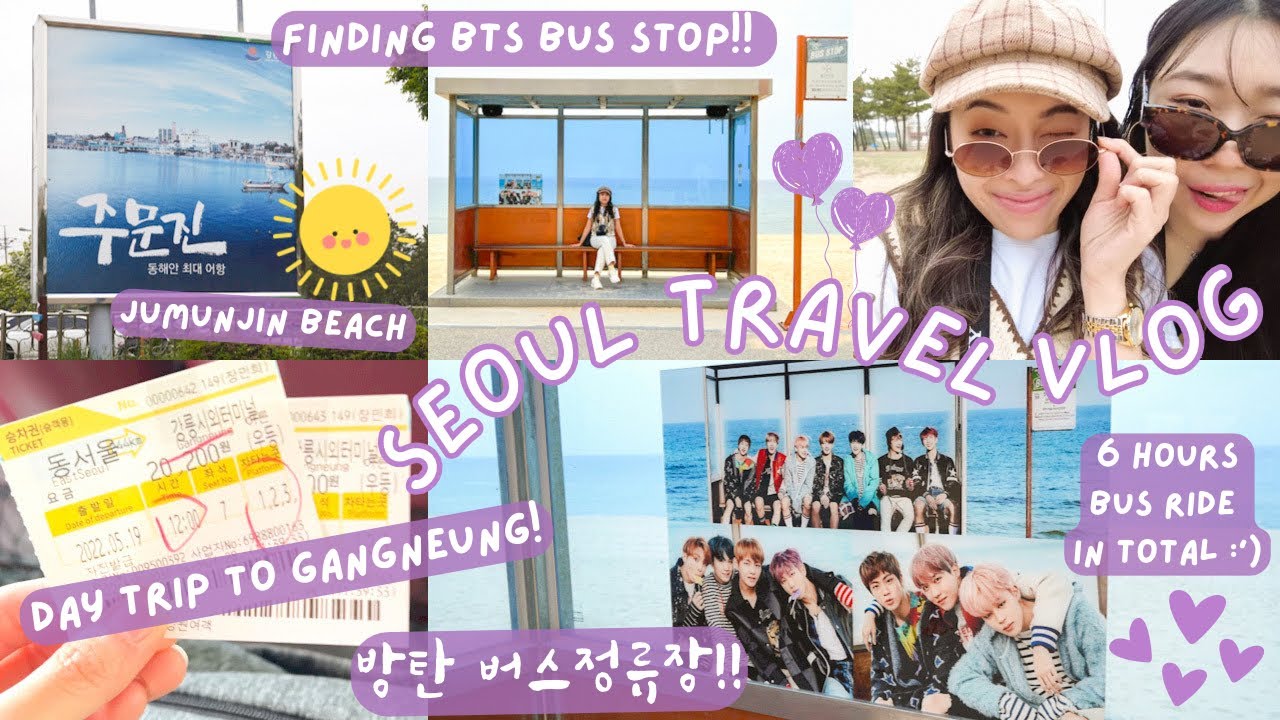 🇰🇷 SEOUL TRAVEL VLOG: Day trip to Gangneung 🚌 Finding BTS방탄 bus stop💜 at Jumunjin Beach🌤 | Dionne. T