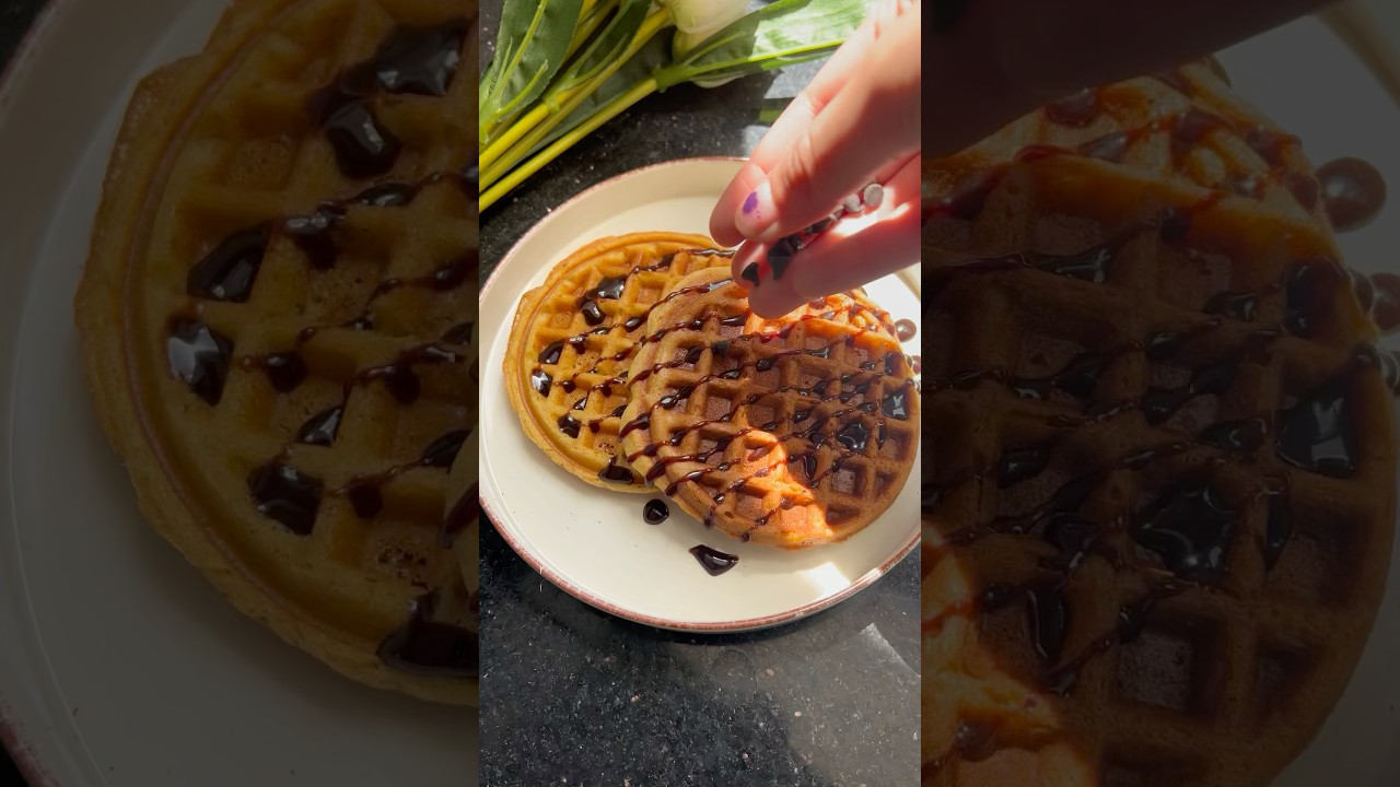 BEST Eggless &ldquo;Atta Waffles&rdquo; At Home ! #shorts #waffle