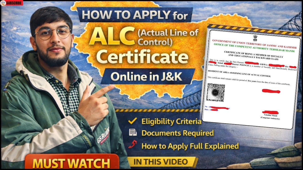 ALC / IB Certificate in J&K | How to Apply, Eligibility, Documents, Status & Download Certificate📝