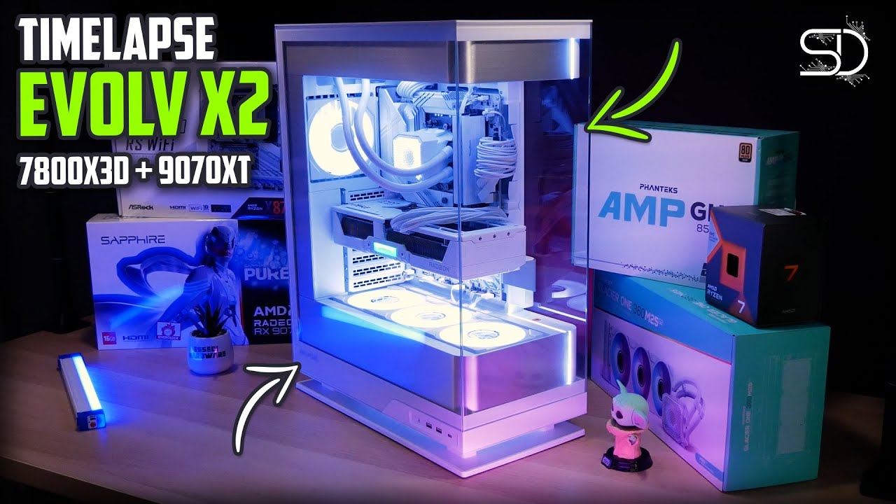 PHANTEKS EVOLV X2 WHITE PC BUILD  - TIME LAPSE (7800X3D + RX 9070 XT)