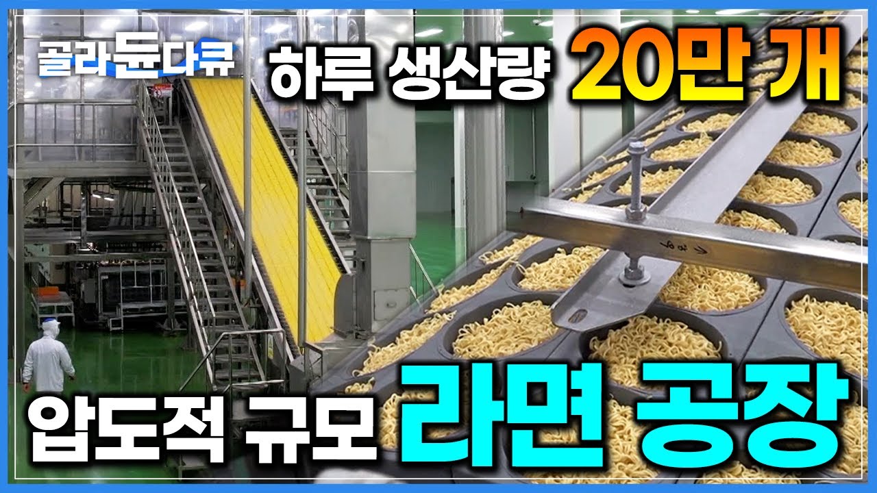 &lsquo;축구장 17개 크기&rsquo; 70가지 라면 하루에 20만 개 만드는 압도적 규모의 공장｜대한민국 수출 효자 식품 대량생산 과정｜한국 라면 공장｜극한직업｜#골라듄다큐