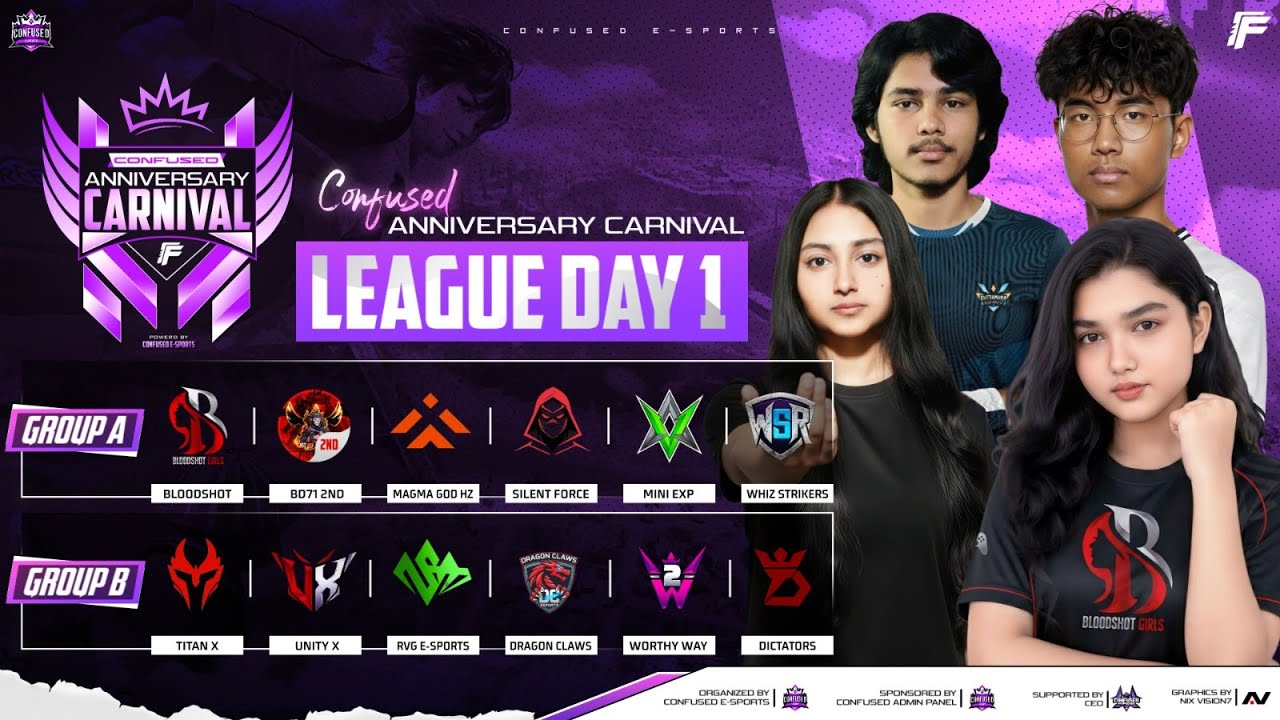 [🔴LIVE] CFD ANNIVERSARY CARNIVAL || LEAGUE DAY 1 ||GROUP A vs B || CONFUSED ESPORTS ||