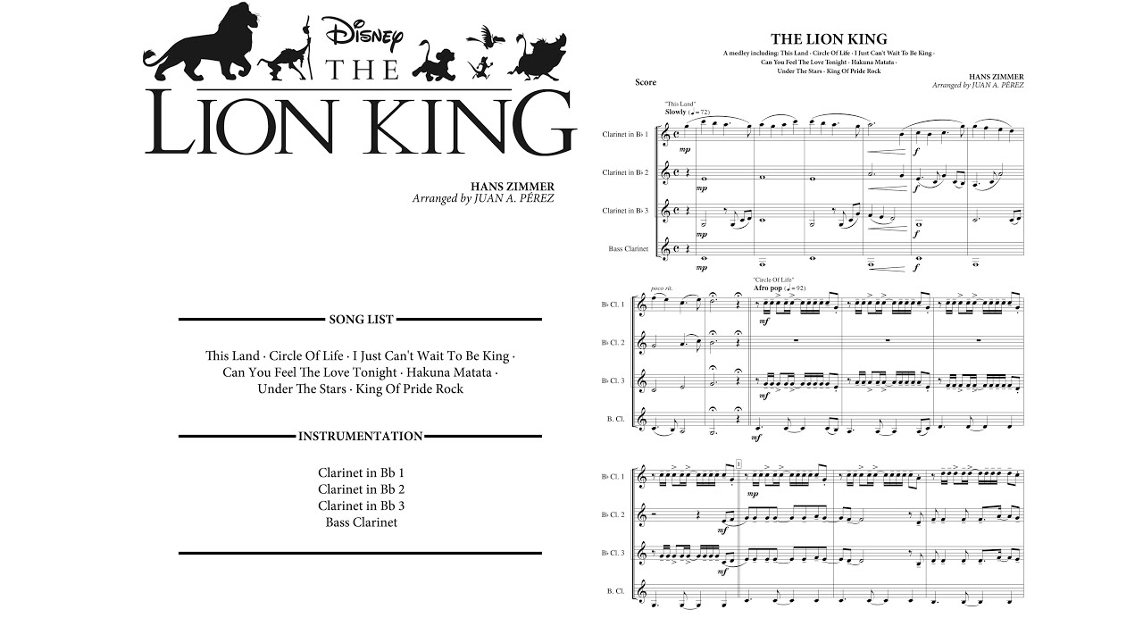 The Lion King - Clarinet Quartet (arr. Juan A. Pérez)