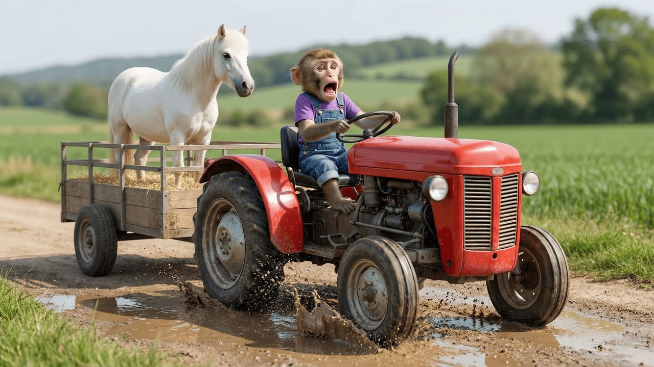 🐒🐎😱 White Horse Trapped in Mud! Monkey KiKi’s Smart Rescue SHOCKS Everyone! | KIKI MONKEY LIFE