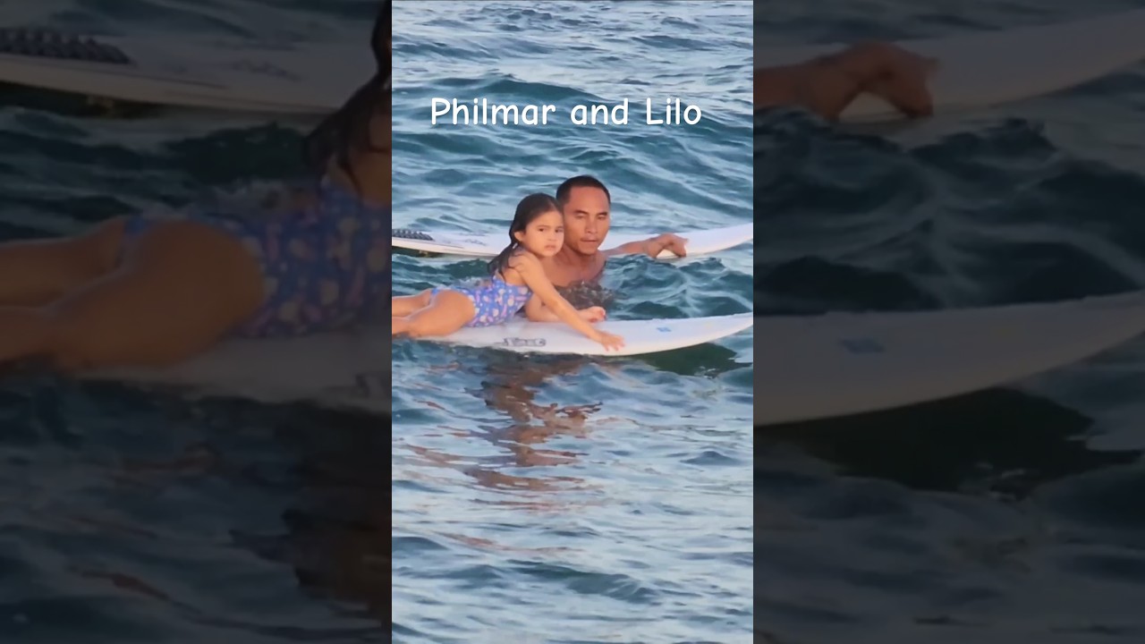 Philmar and Lilo surfing in Siargao Island, Philippines