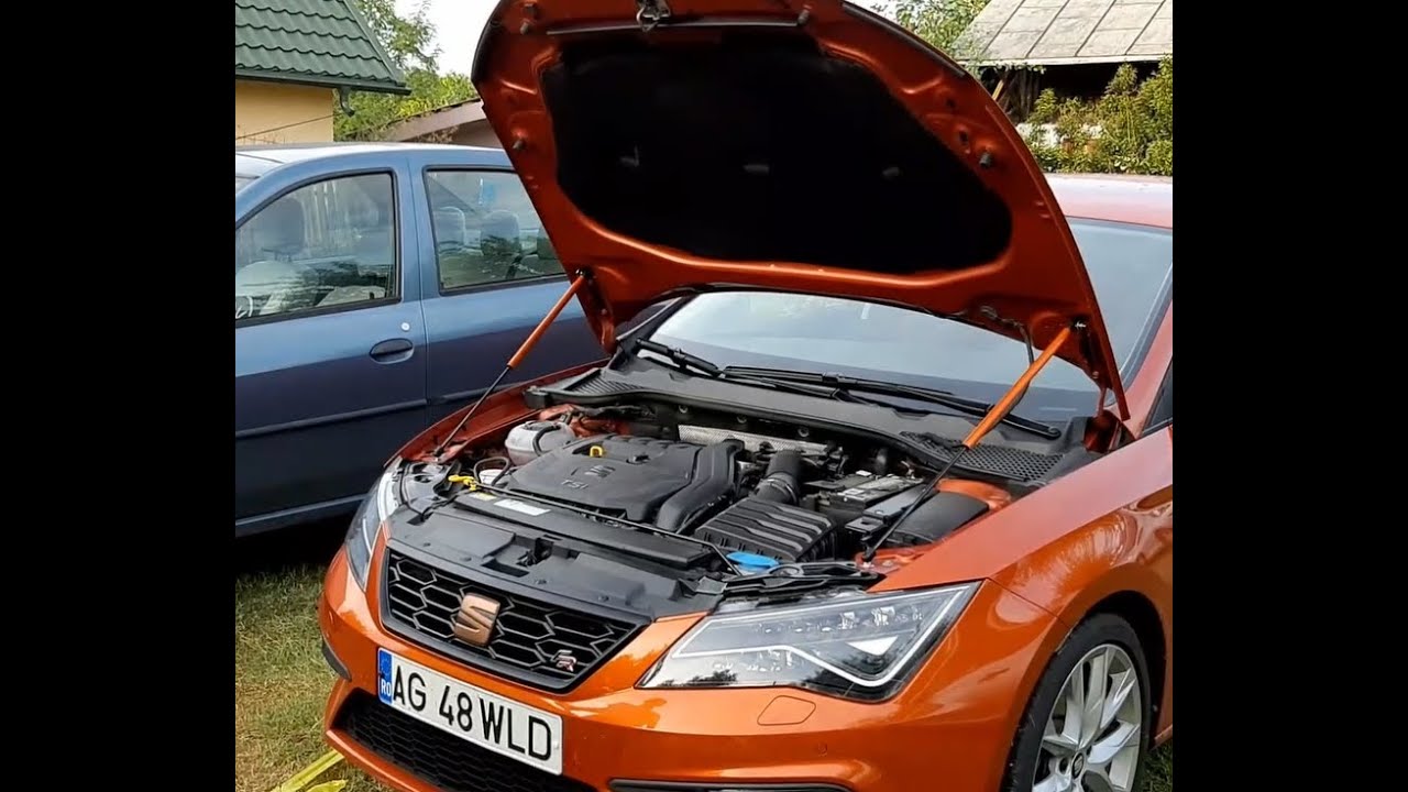 How to install front bonnet hood damper ( bonnet shock absorber) (gas strut) Seat Leon MK3 5F
