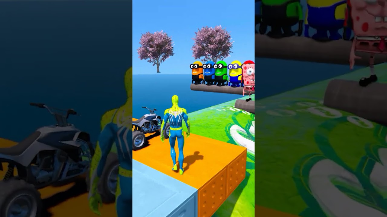 GTA V CRAZY COLORFUL BLUEFRIEND RAGDOLL VS SPIDERMAN#shorts