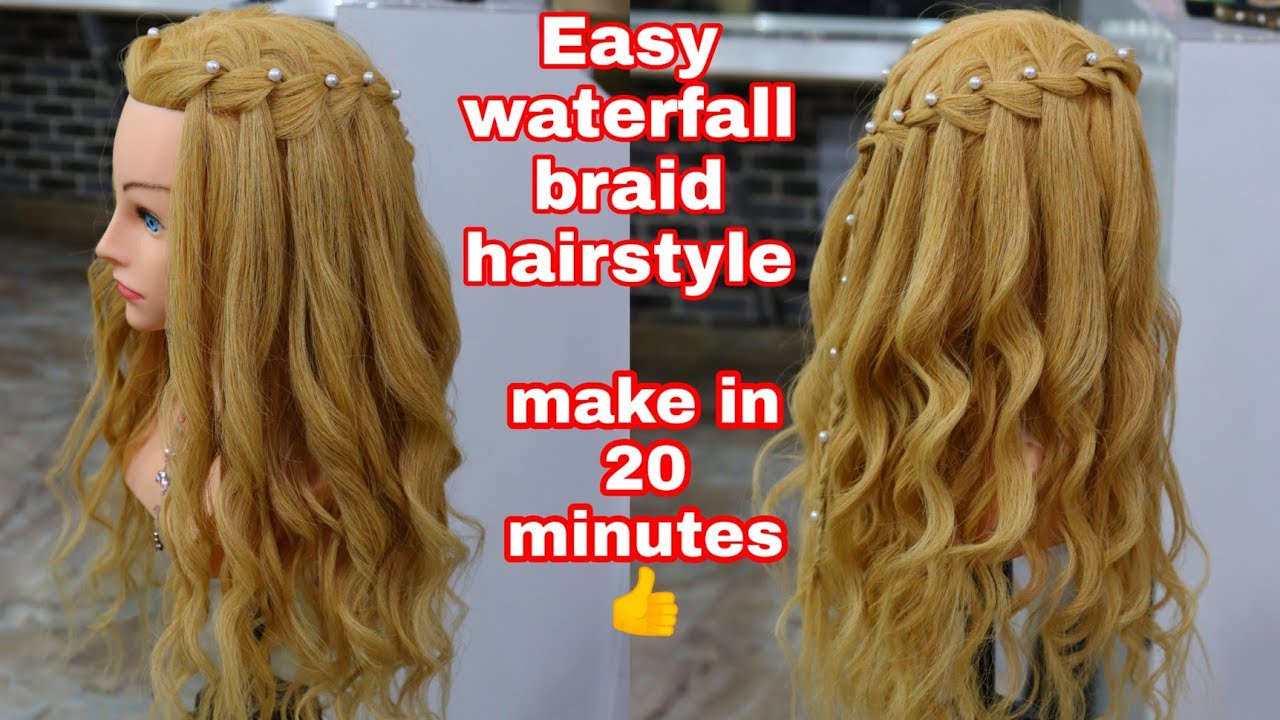 Easy waterfall braid hairstyle 2021/ waterfall braid hairstyle for mehendi occasion