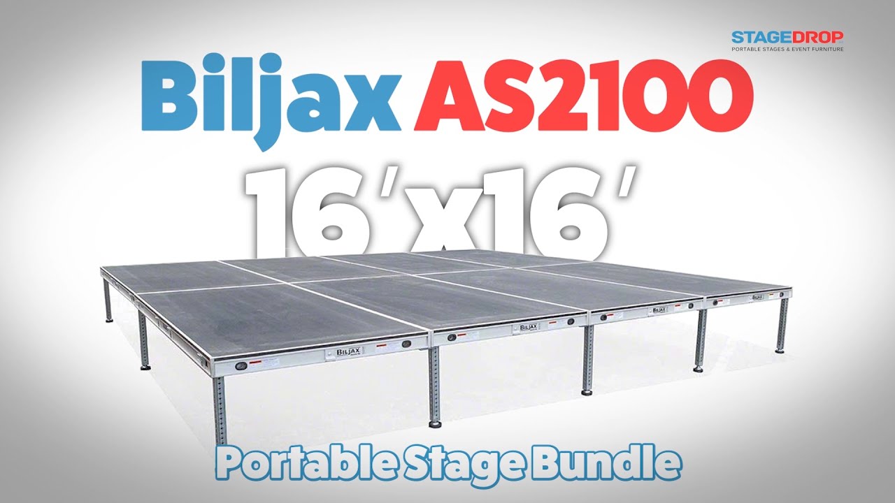 Biljax AS2100 16'x16' Portable Stage & Storage Cart Package (4'x8' Decks) - StageDrop