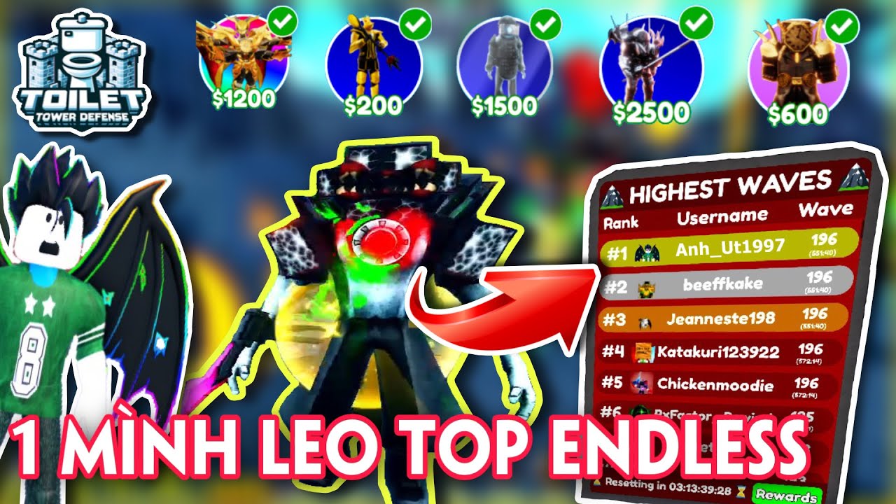 MÌNH MANG SHINY ZOMBIE TITAN TV MAN VÀ COMBO CHUẨN ĐỂ LEO TOP ENDLESS - TOILET TOWER DEFENSE