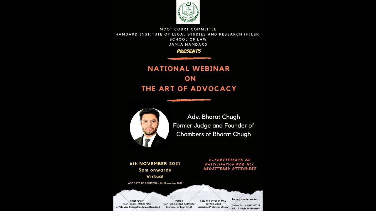 National Webinar on The Art of Advocacy || Advocate Bharat Chugh