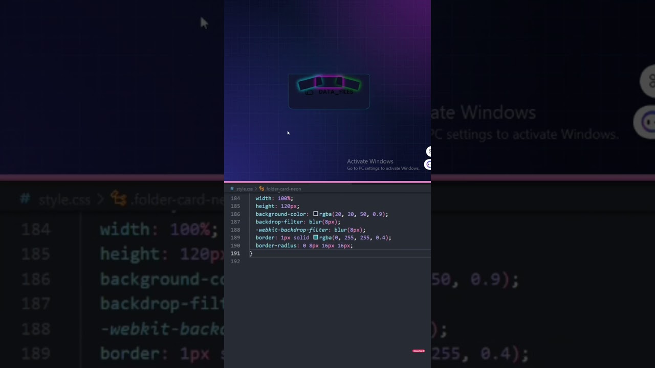 file folder with neon theme #neoneffects #webdevelopment #coding #cssmagic #css