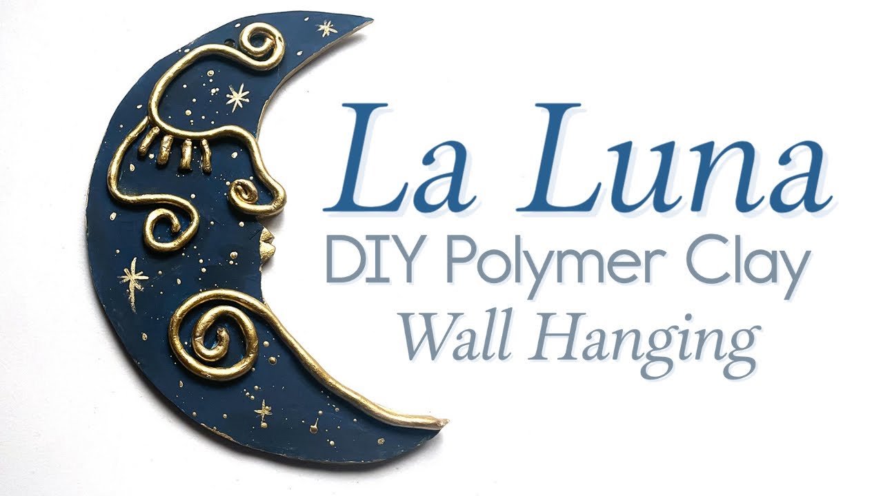 Sleepy Moon Polymer Clay Wall Hanging