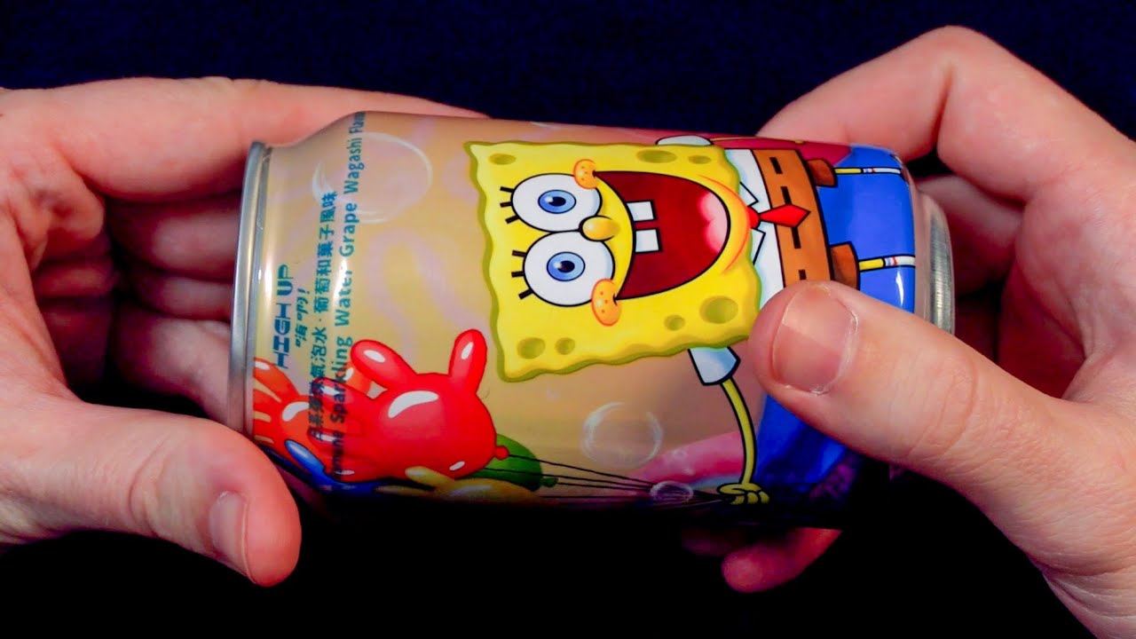 ASMR Drink Review: SPONGEBOB Japanese Ramune Sparkling Water Grape Wagashi Flavour