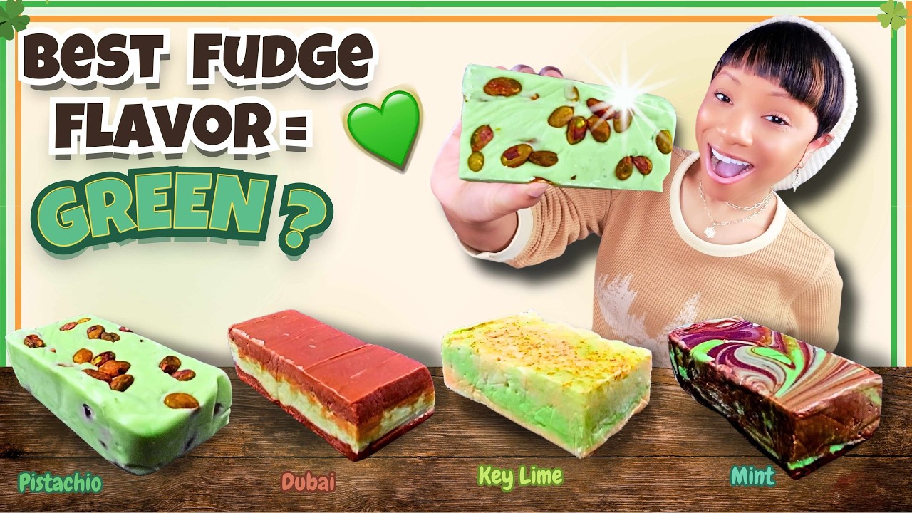 Eating Only GREEN Fudge for St. Patrick’s Day 🍀 ASMR Mukbang