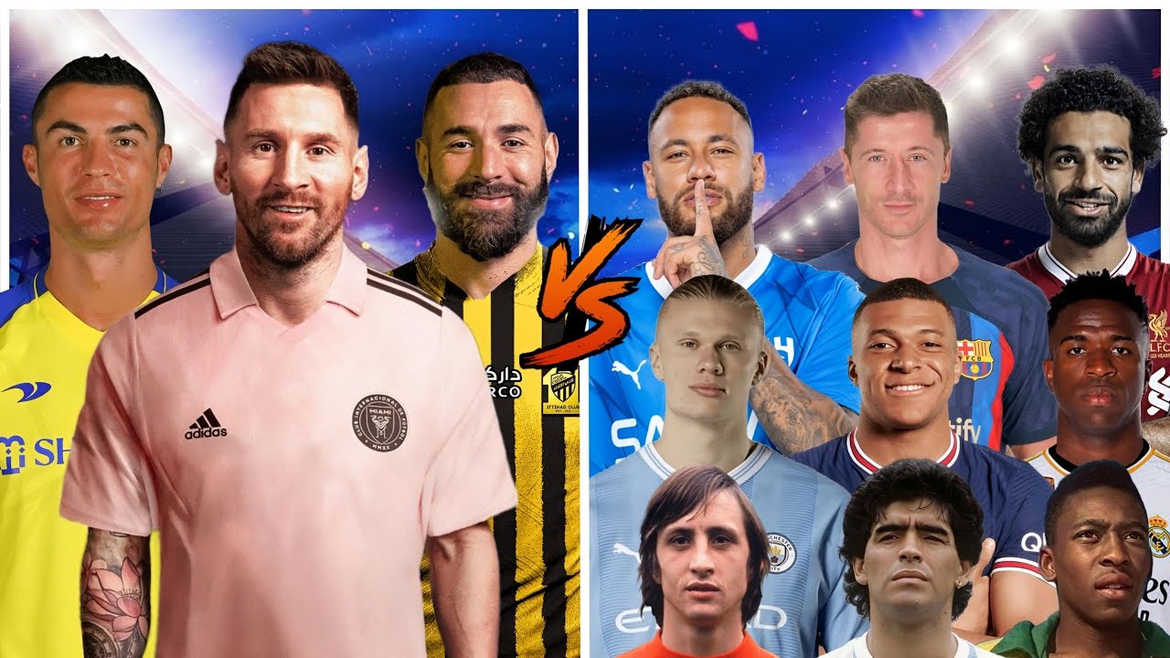 Miami Messi, Nassr Ronaldo, Ittihad Benzema 🆚 LEGENDS (Neymar Mbappe Salah Maradona Pele) 🔥💪