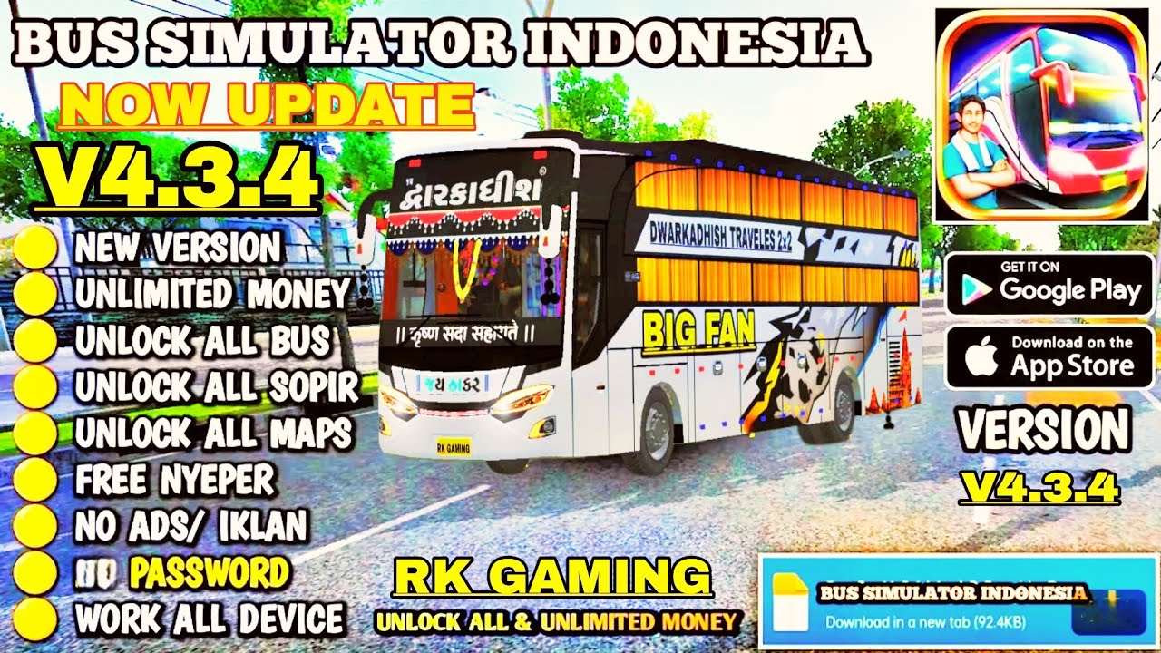 BUSSIDBus Simulator Indonesia ModApk v4.3.4.update 2024 #viralvideo #subscribe #simulator RK GAMING