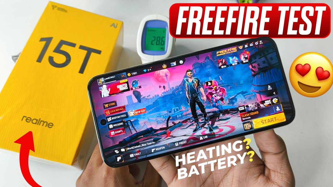 Realme 15T 5G free fire gaming test - heating problem 😰 | realme 15t gaming test battery backup