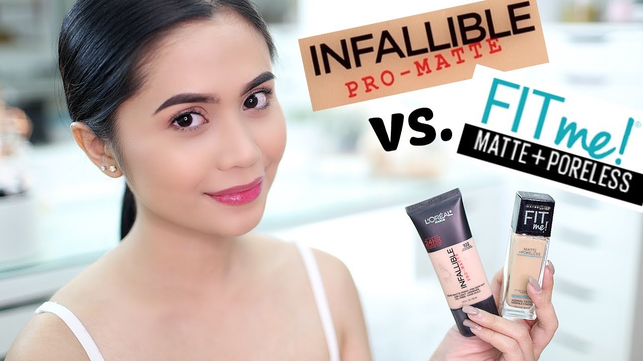 FOUNDATION FACE-OFF: L'OREAL Infallible Pro-matte vs. MAYBELLINE Fit Me Matte+Poreless | Anna Cay ♥