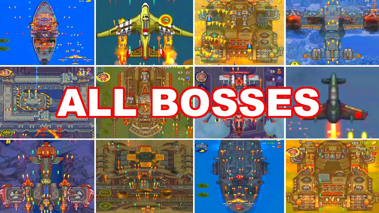 1945 Air Force: Airplane games - All Bosses | Beating ALL BOSSES | Part 1