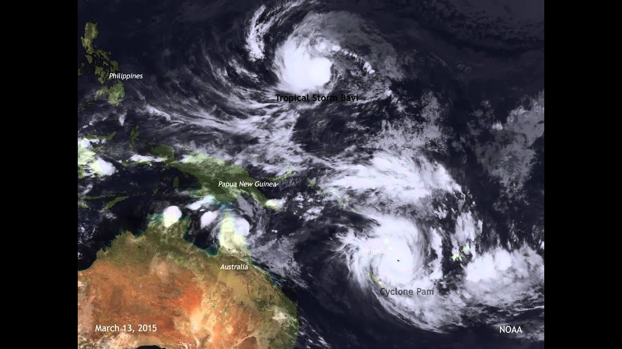 Cyclone twins Pam and Bavi in western Pacific