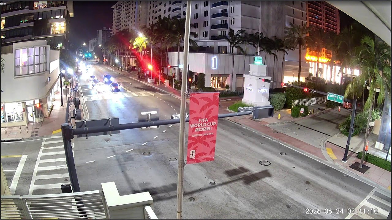 LIVE 4K South Beach, Miami Beach  24/7 Street Cam on Collins Ave