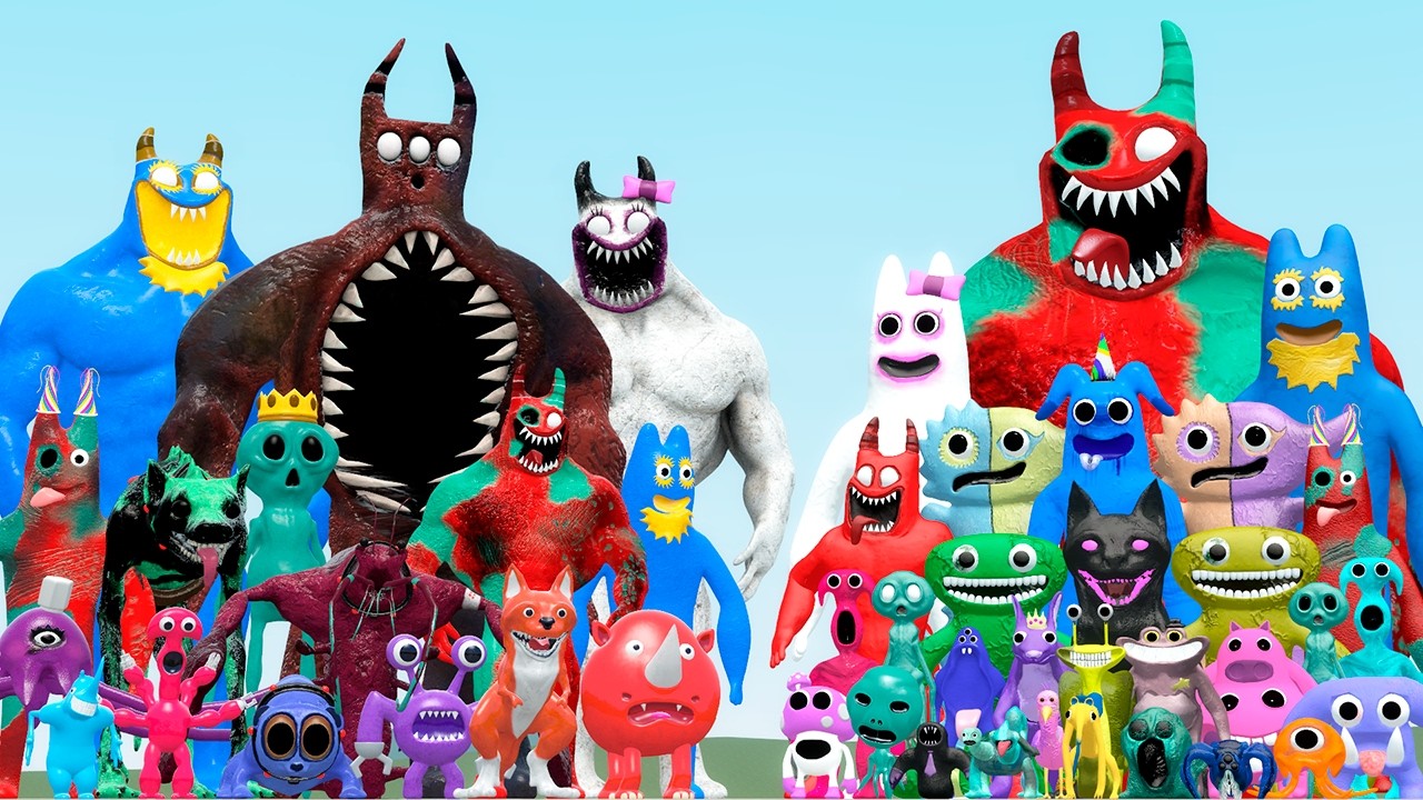 NEW GARTEN OF BANBAN 9 CHARACTERS VS ALL GARTEN OF BANBAN 8 FAMILY (Garry's Mod)